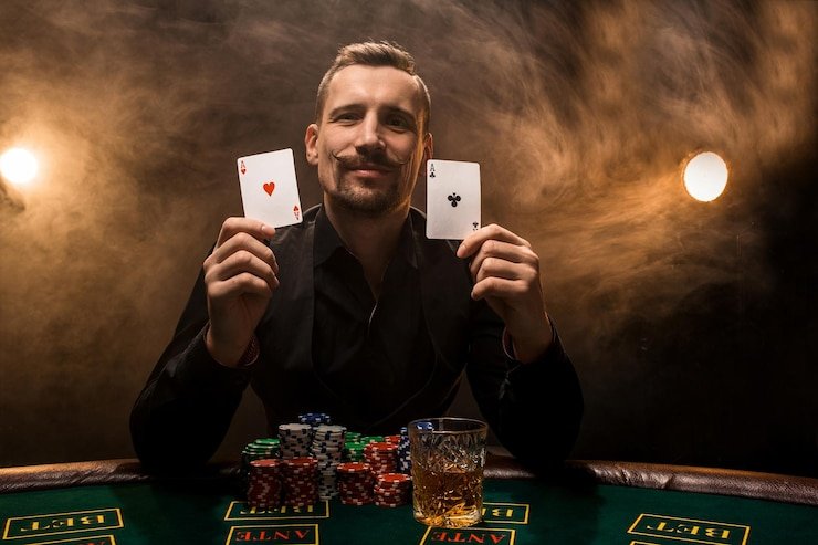 Live bandar poker table at dewatogel me with professional dealer and multi-camera setup
